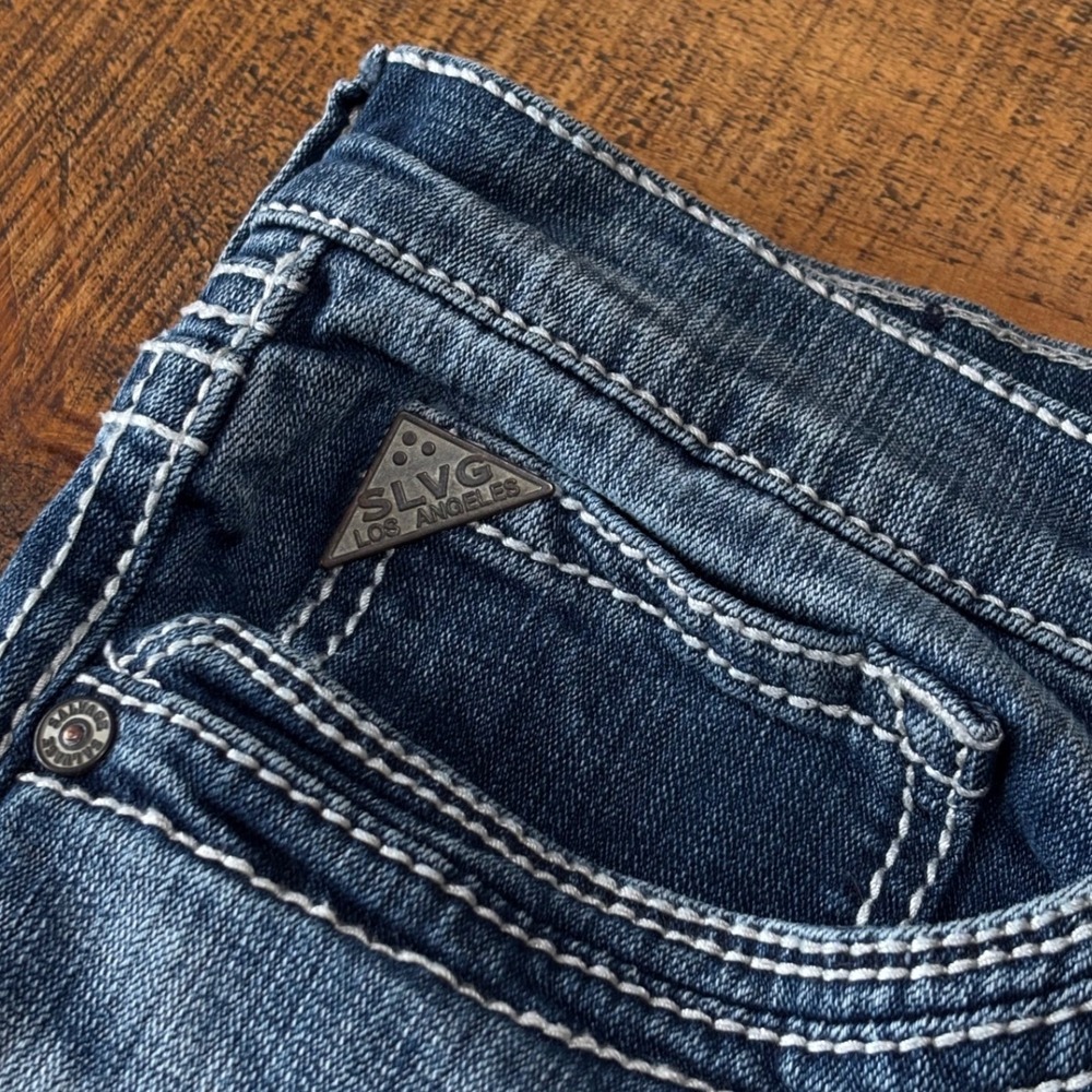 Salvage Mens Mayhem Straight Regular Fit Blue Denim Jeans Size 36 Short - Picture 2 of 11